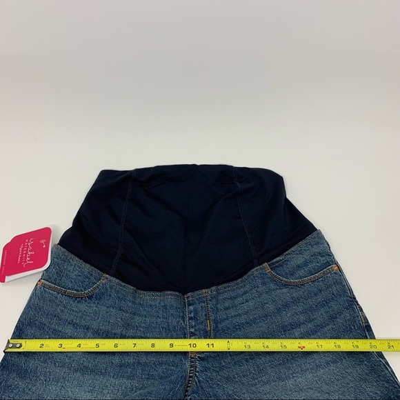 Isabel Maternity Cross Over Panel Jean Midi Shorts Med Blue New Nwt Size 8 - Picture 13 of 16